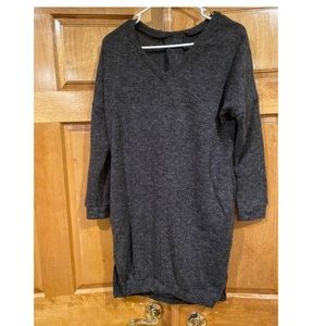 Grey Wool V-neck Dress